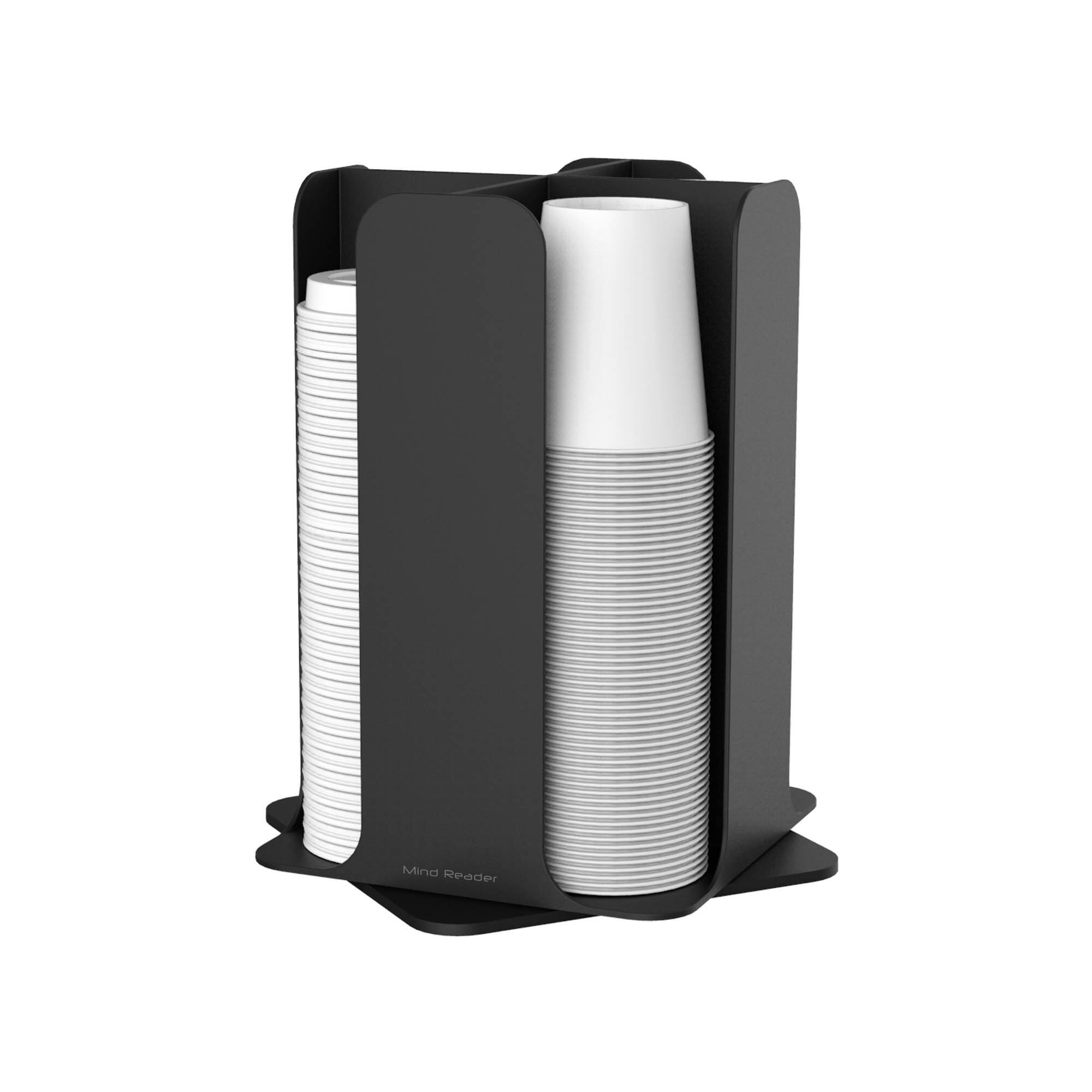 Mind Reader Black 4-Compartment Cup and Lid Organizer Carousel